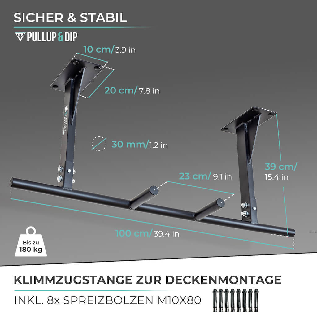 Klimmzugstange Decke inkl. Klimmzugband und Schrauben