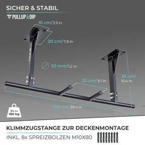 Klimmzugstange Decke inkl. Klimmzugband und Schrauben